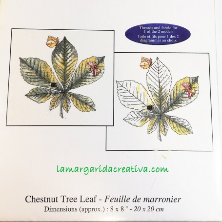 Kit punto cruz DMC Hoja de Castaño chesnut tree leaf la margarida creativa 2