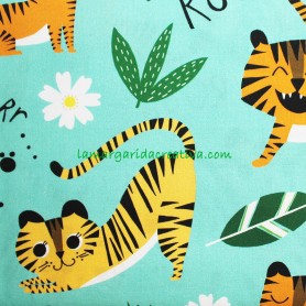 Tela infantil Tigre Roar tiger de Algodón para patchwork y costura creativa 1