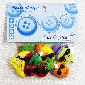 Botones decorativos Frutas Fruit Cocktail para decorar prendas de ropa y labores de patchwork y costura 1