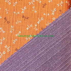 Tela Japonesa Reversible Libélulas Shantung Orenji de algodón para patchworkn y costura 1
