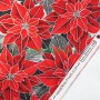 Tela Navidad Japonesa Holiday Flourish Metalic Poinsettia Roja 6