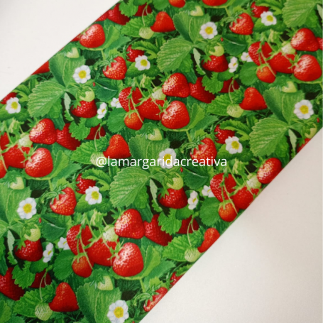 TELA ALGODÓN FRESAS SILVESTRES PATCHWORK Y COSTURA