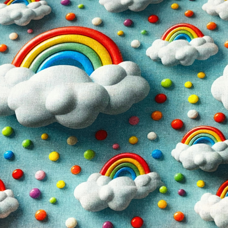 copy of Tela popelín Efecto 3D hadas y flores algodón