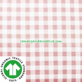 Tela Vichy Rosa Palo Cuadros Algodón Cuadro Mediano confección patchwork y costura lamargaridacreativa