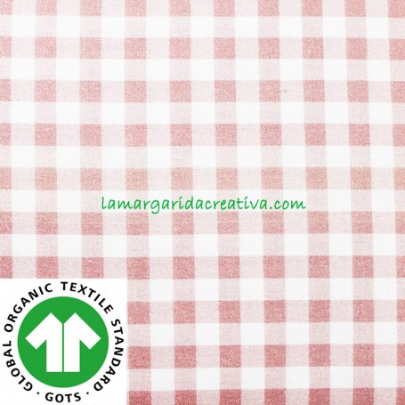 Tela Vichy Rosa Palo Cuadros Algodón Cuadro Mediano confección patchwork y costura lamargaridacreativa
