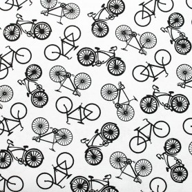 Tela patchwork Oficios Bicycle Bicicletas blanco y negro