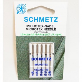 Agujas Schmetz MICROTEX máquina coser plana 60-70-80