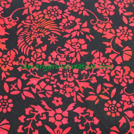 Tela patchwork Batik Flores Rojo y Negro