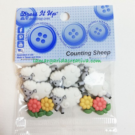 Botones decorativos patchwork Counting sheep Ovejas