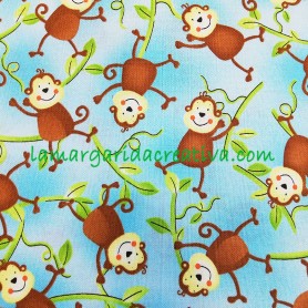 Tela patchwork infantil monkeys, monitos lamargaridacreativa 2