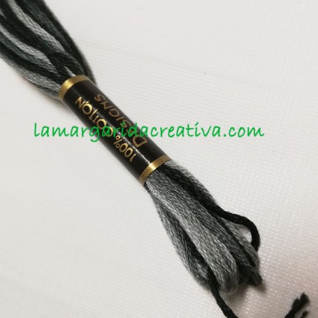 Hilo mouline madeja algodon para diy matizado negro y gris lamargaridacreativa.com 2