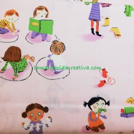 Tela patchwork infantil kinder colegio rosa lamargaridacreativa 4