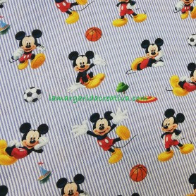 Tela patchwork Disney Mickey futbol y basquet rayas en la margaridacreativa 4