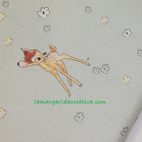 Tela patchwork algodón Disney licencia bambi verde en la margaridacreativa 3