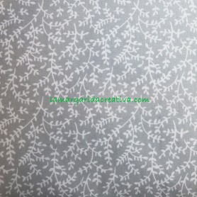 Tela patchwork trasera 2.80m ancho gris con ramita blanca para quilts en lamargaridacreativa 2