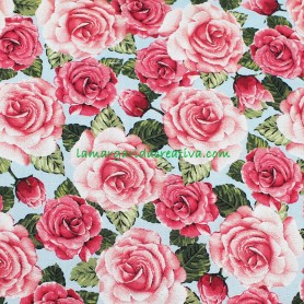 Tela Patchwork Flores Rosas Rose Garden