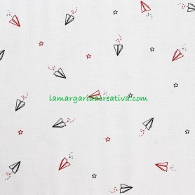 Tela Algodón Aviones de papel Kuqui patchwork y costura en tienda online la margarida creativa 3