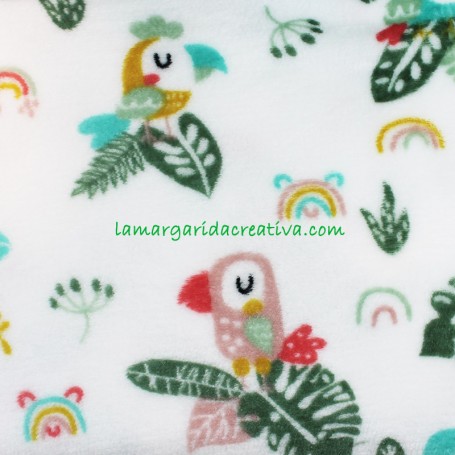 Tejido Coralina Loros en tienda telas y mercería la margarida creativa 2