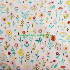 Tela Popelín Flores Botanist Flowers  para labores de costura y patchwork en tienda merceria la margarida creativa 1